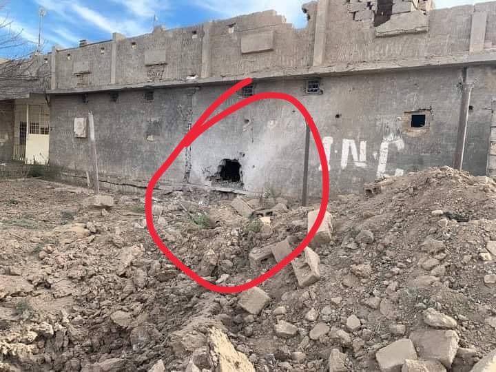 Jazhnikan strike hit the west facing wall of the structure about 1m above ground level and destroyed the village transformer located therein.