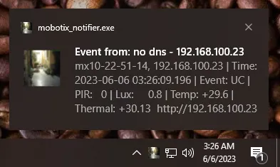 BRT Mobotix Notifier Running on Windows